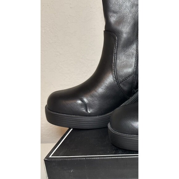 MIA McKenna Black Chunky Block Heel Platform Black Booties SIZE 7.5 Flaw *NIB* - Picture 8 of 8